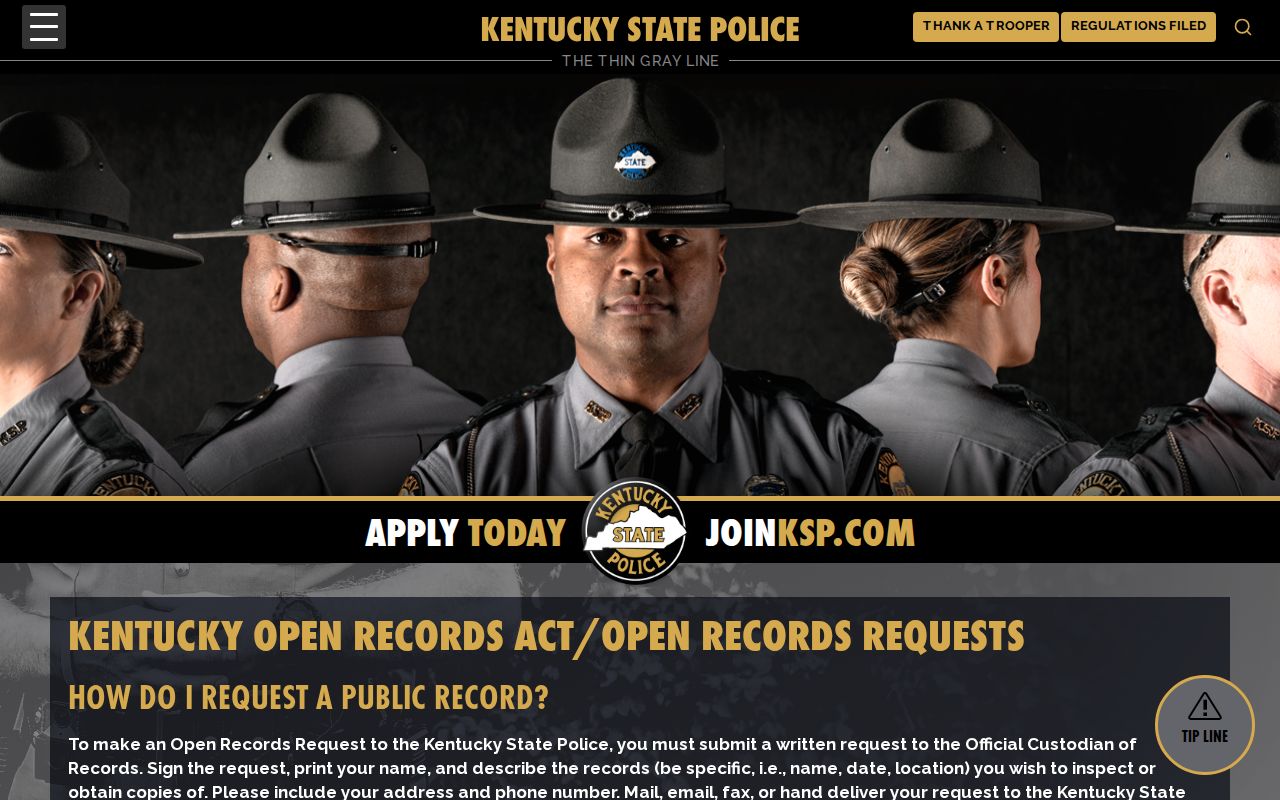 Boyd County arrest lookup Kentucky State Police records request