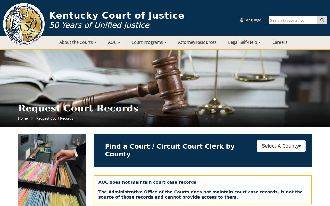 Kentucky Court of Justice instructions for requesting Boyd County court records