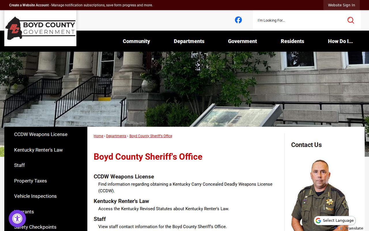 Boyd County criminal history sheriff warrant contact