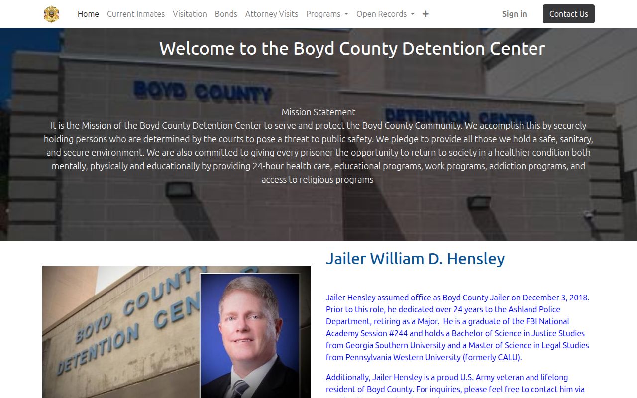 Boyd County criminal history detention center records